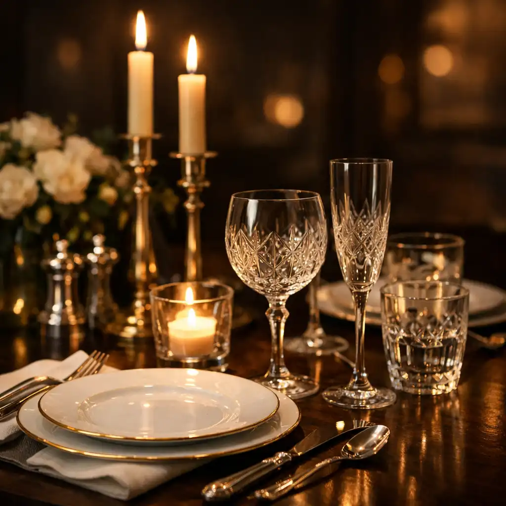 Elegancki stolik w Casino Lounge z zastawą i świecami